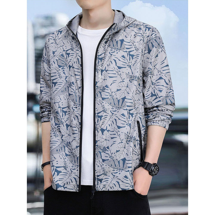 Herren Leichte Sportjacke mit modischem Blumendruck Drune