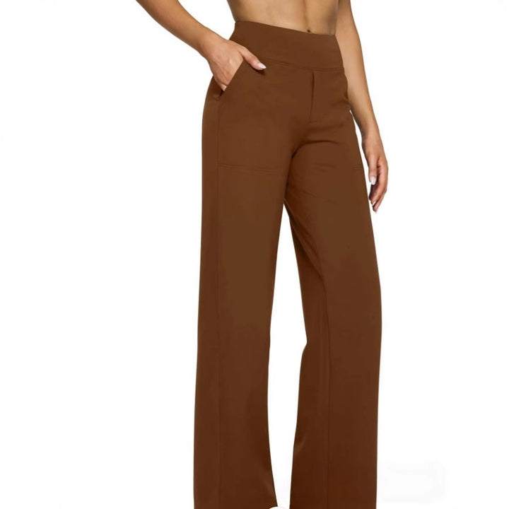 Damen Palazzo Yoga-Hosen mit hohem Bund, weitem Bein und Seitentaschen Drune