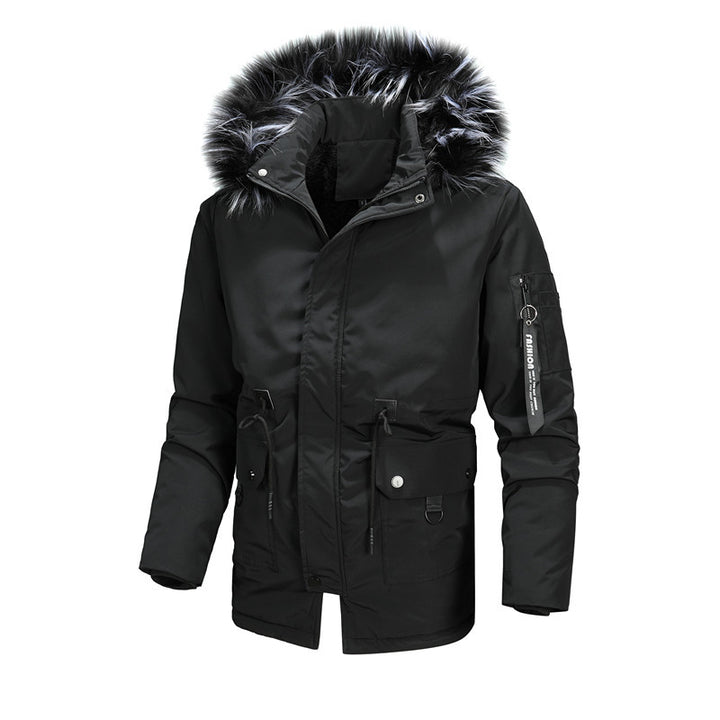 Herren Urbaner Thermo-Parka mit Kunstfellkapuze, Multifunktionstaschen und Taillenregulierung Drune