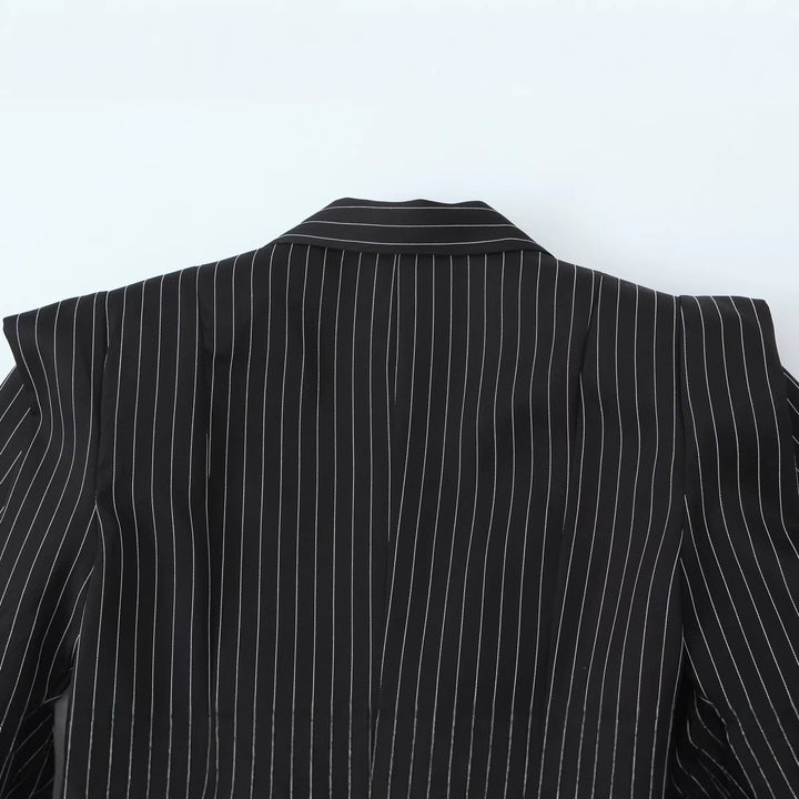 Damen Doppelreihiger Nadelstreifen-Blazer mit strukturierter Schulterpasse Drune