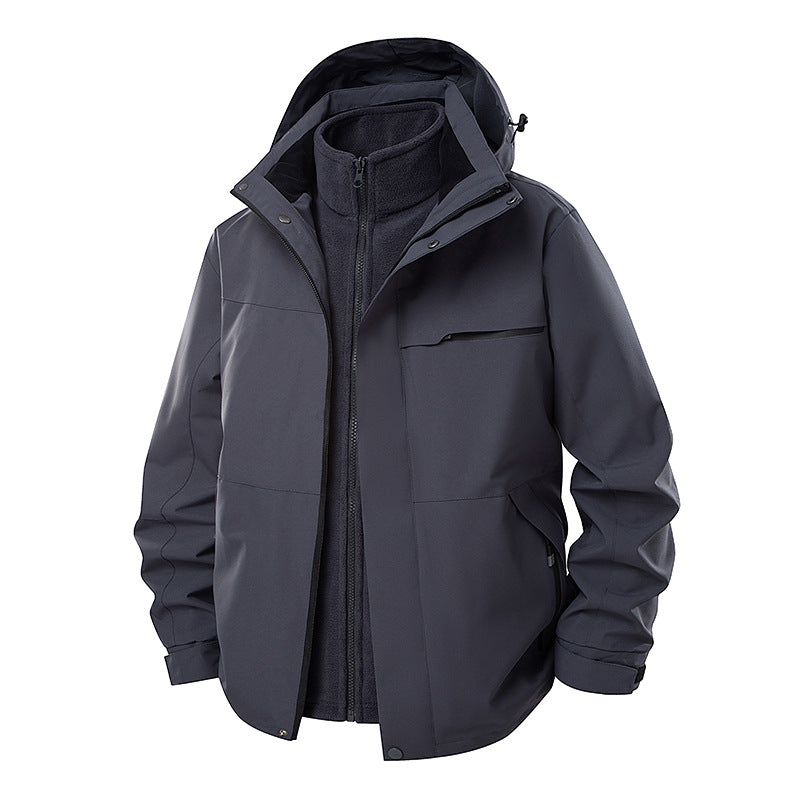 Herren Wasserdichte Outdoor-Jacke mit verstellbarer Kapuze Drune