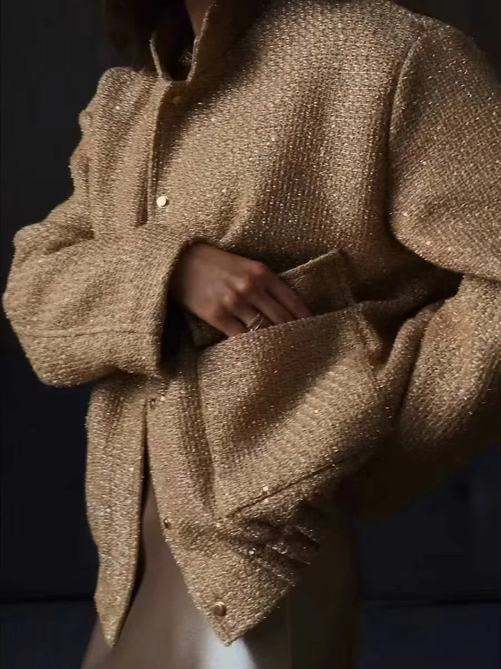 Drune | Gold Pailletten Stehkragenjacke