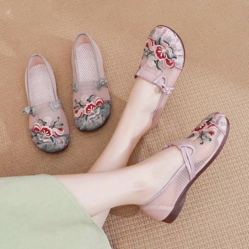 Damen bestickte Ballerina-Schuhe Drune