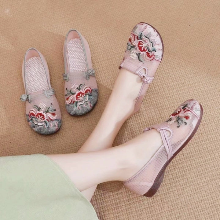Damen bestickte Ballerina-Schuhe Drune