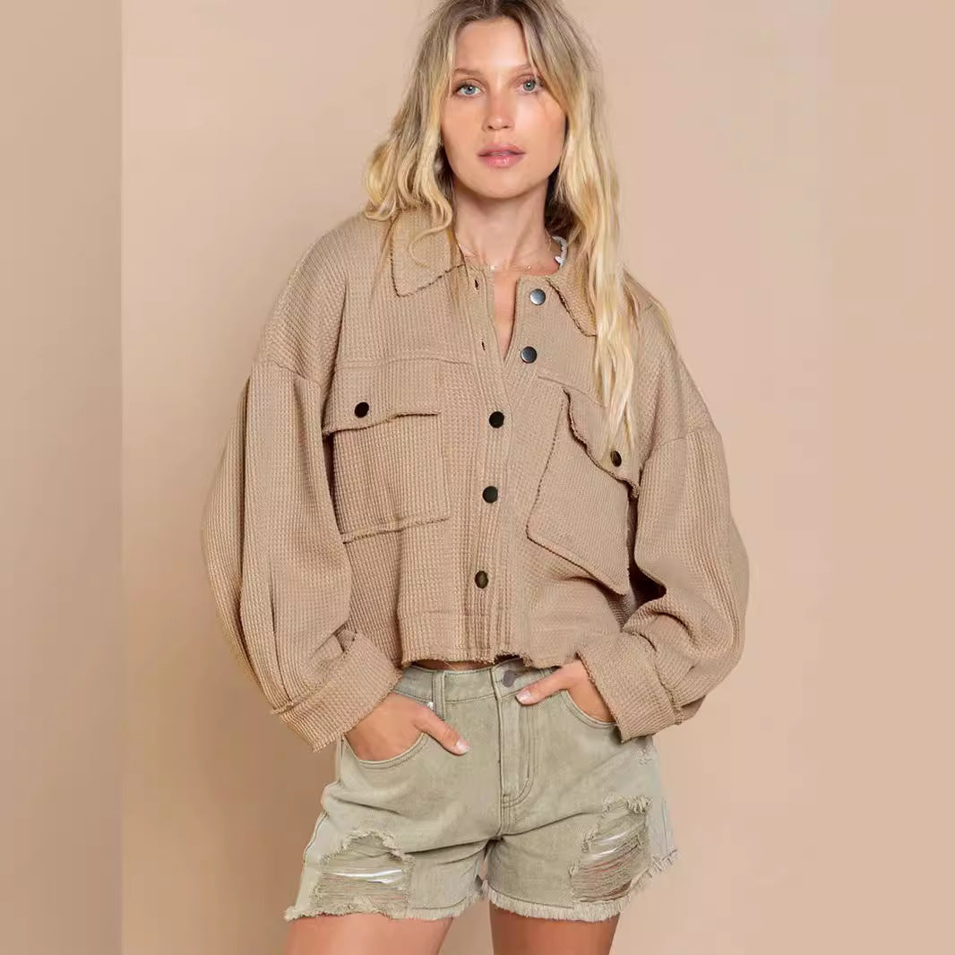 Damen gemütliche Waffle-Jacke Drune