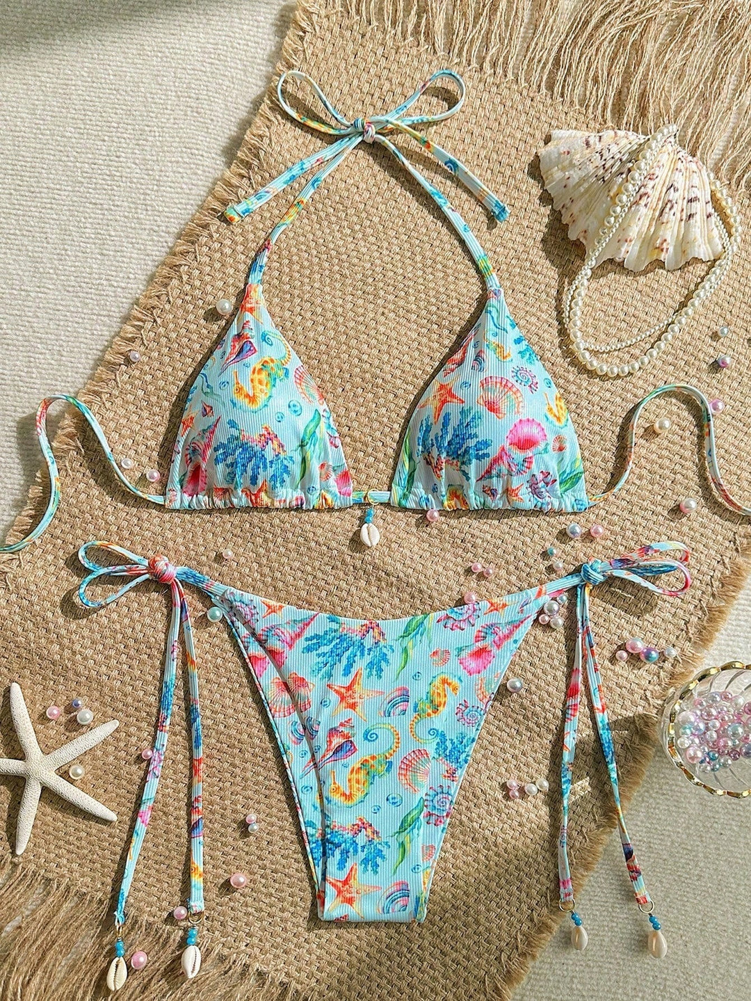 Damen Triangel-Bikini mit Muschel-Details Drune
