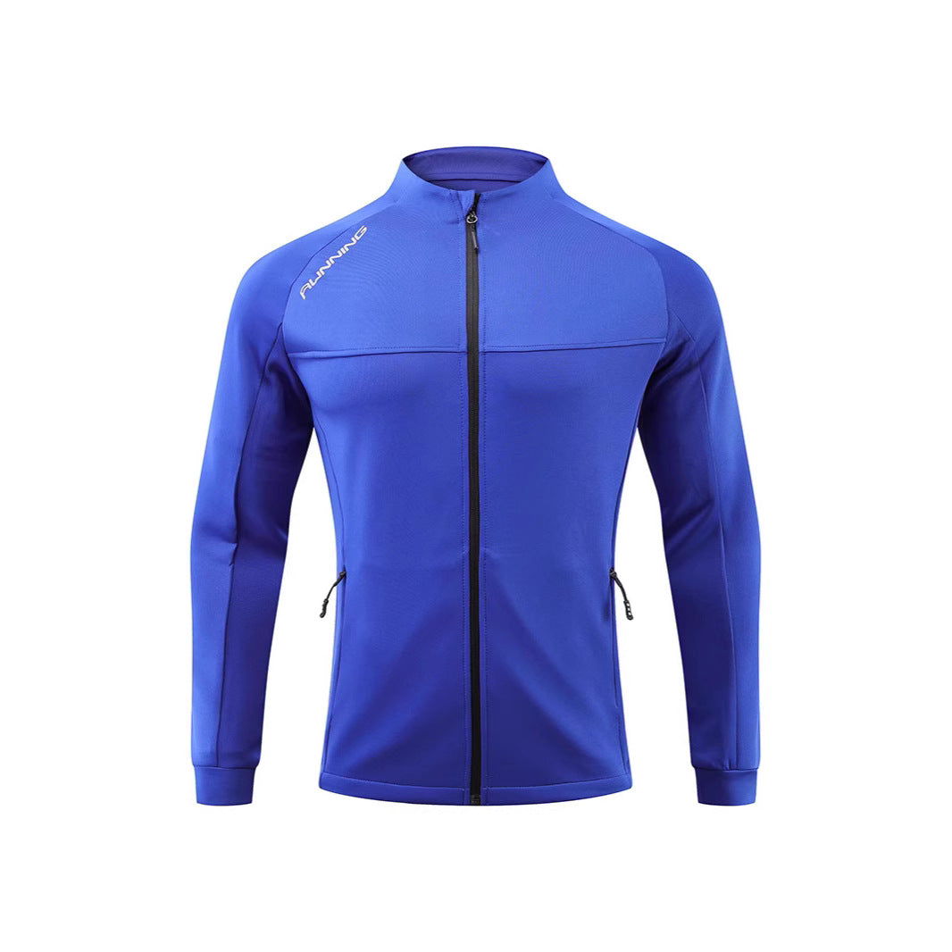 Herren Eng anliegende atmungsaktive Laufjacke mit durchgehendem Reißverschluss und Reißverschlusstaschen Drune