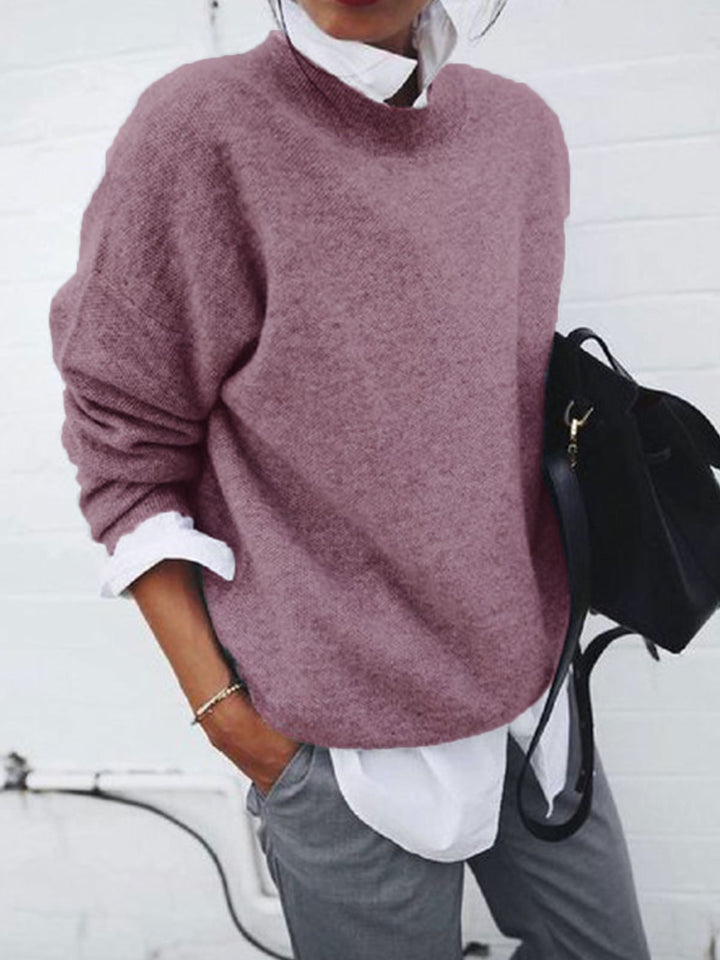 Damen nan gemütlicher Oversize-Strickpullover mit Stehkragen Drune