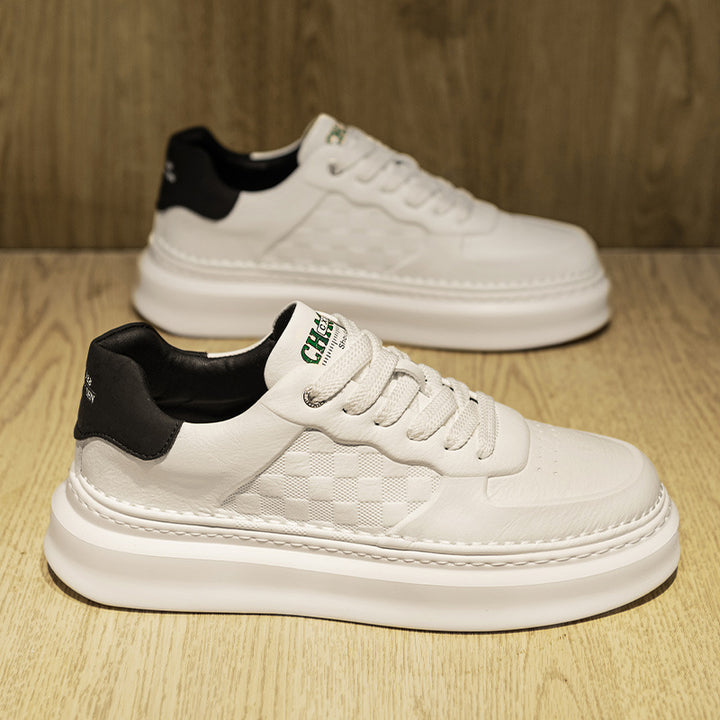 Unisex Voluminöse niedrige Sneaker mit geprägtem Schachbrettmuster und gepolstertem Fersenkragen Drune