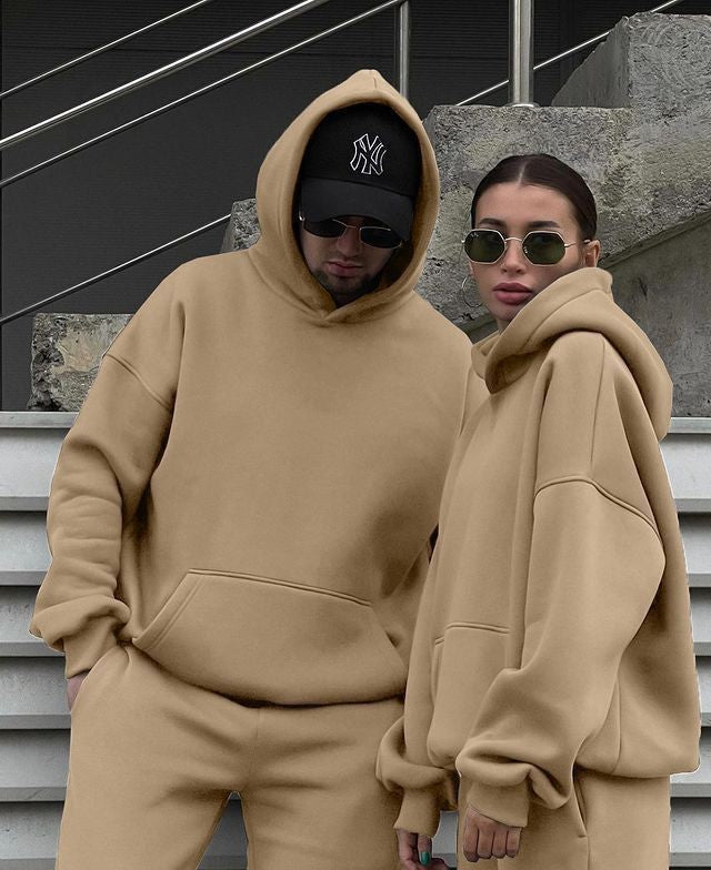 Unisex Oversize-Kapuzenpullover und Relax-Jogginghose Set aus hochwertiger Baumwollmischung Drune