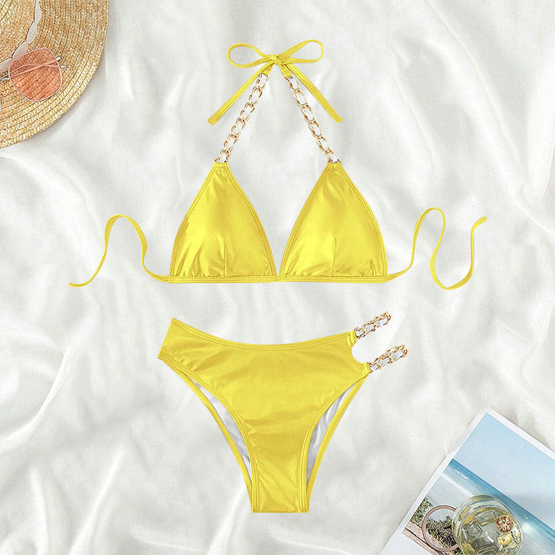 Damen Triangel-Bikini mit glamourösen Kettenakzenten Drune