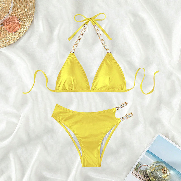 Damen Triangel-Bikini mit glamourösen Kettenakzenten Drune