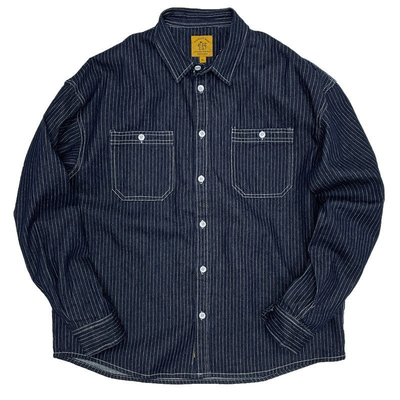 Herren Lässige Denim-Hemdjacke mit Streifen Drune