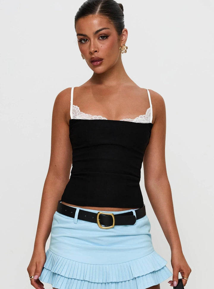 Damen Polka Dots Bustier-Top mit Spitzenakzenten Drune