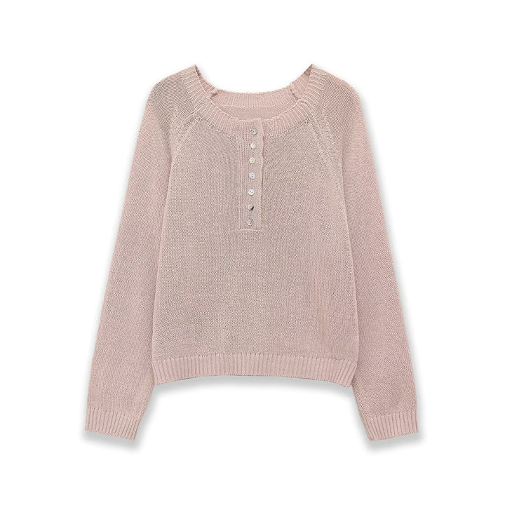 Damen Leichter Feinstrick-Pullover mit Henley-Knopfleiste Drune