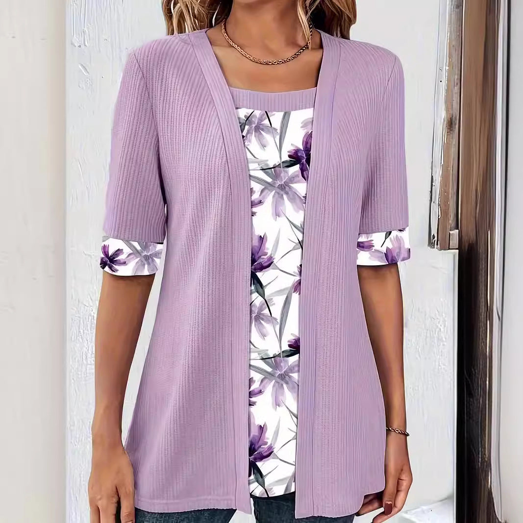 Damen lässige Cardigan mit floralem Innenfutter Drune