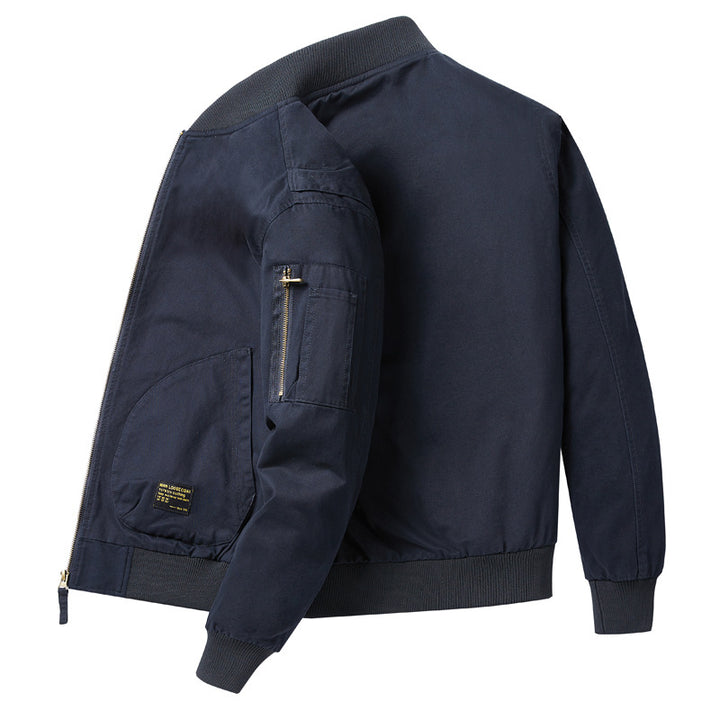 Herren  Baumwoll-Twill Utility Flight Bomberjacke mit geripptem Saum, Ärmeln, Reißverschlusstaschen und verstärkten Patten pockets Drune