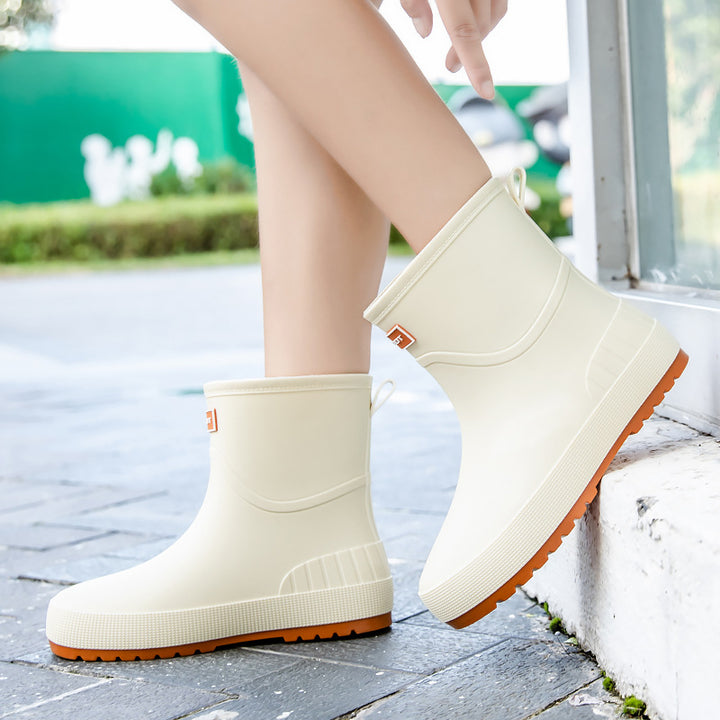 Damen Wasserdichte Kurz-Gummistiefel mit rutschfester Profilsohle und komfortabler Innensohle Drune
