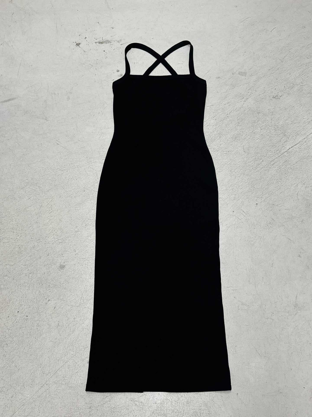 Damen Langarm-Maxikleid mit elegantem X-Rücken-Design und figurbetontem Schnitt Drune
