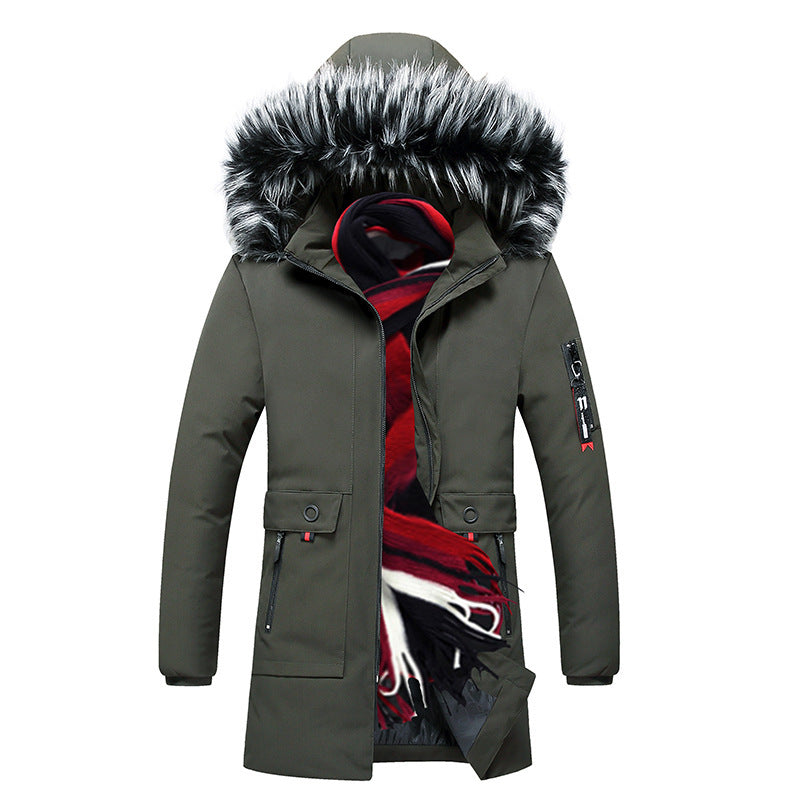 Herren Parka mit Kunstfellkapuze und thermischer Isolierung sowie Multifunktions-Taschen Drune