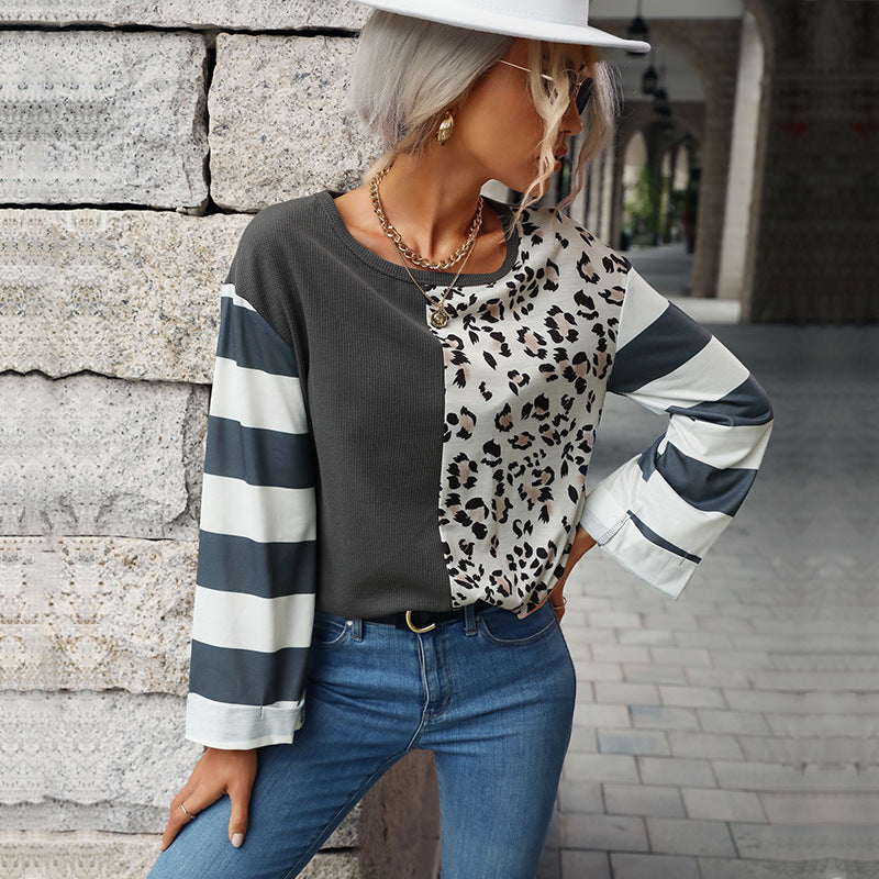 Damen Feinstrickpullover mit Animalpanel und kontrastierenden Blockärmeln Drune