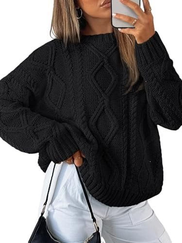 Damen Grobstrickpullover im Zopfmuster mit lässigem Oversize-Schnitt Drune