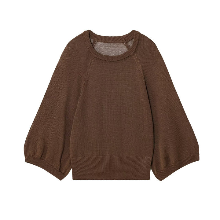 Damen lässiger Pullover mit überschnittenen Ärmeln und Rundhalsausschnitt Drune