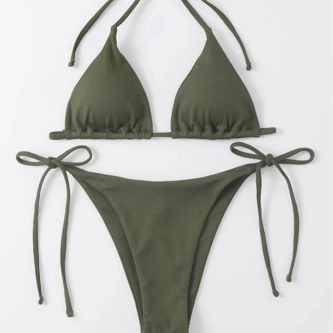 Damen Triangel-Bikini mit verstellbaren Trägern und Ripp-Design Drune
