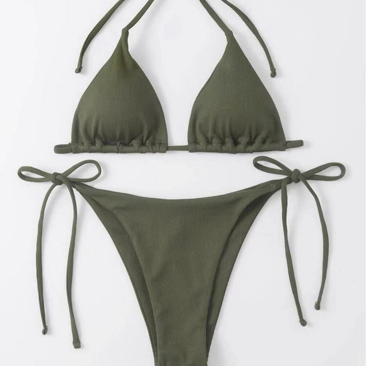 Damen Triangel-Bikini mit verstellbaren Trägern und Ripp-Design Drune