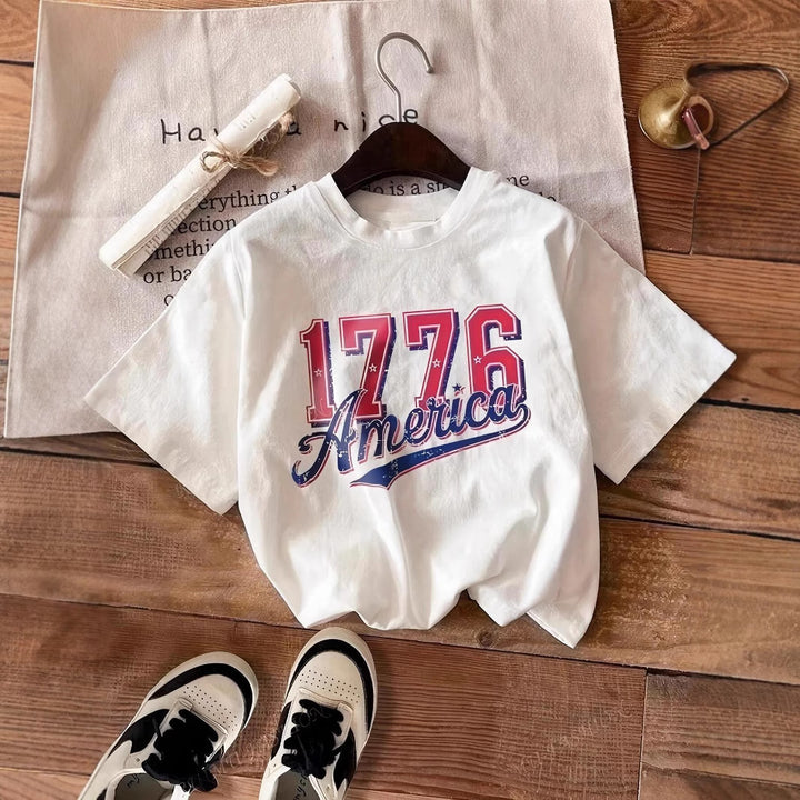 Damen lässiges T-Shirt mit auffälligem Vintage-Print Drune
