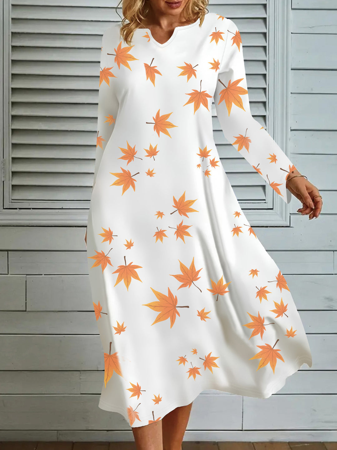 Damen Maxikleid mit V-Ausschnitt und floralem Druck Drune