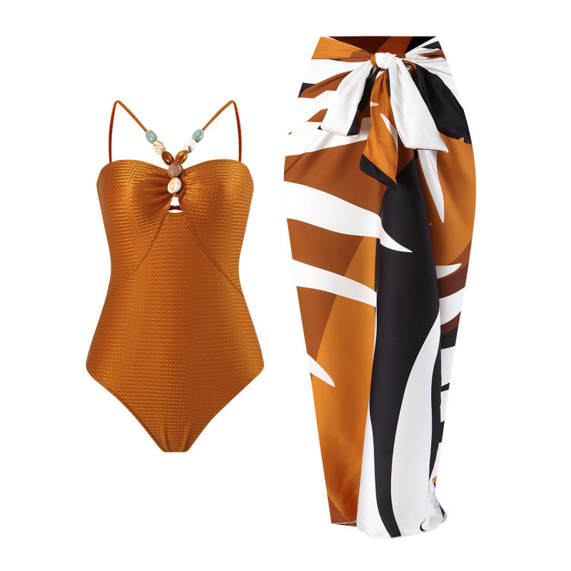 Damen Bandeau-Badeanzug mit asymmetrischem Rock Drune