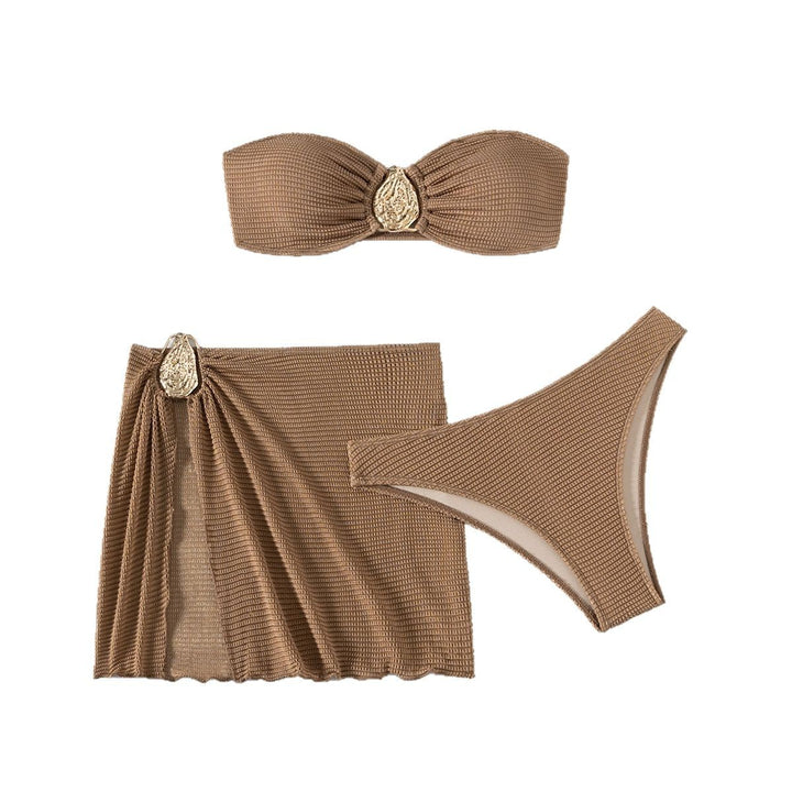 Damen Bandeau-Bikini-Set mit schickem Faltendetail Drune