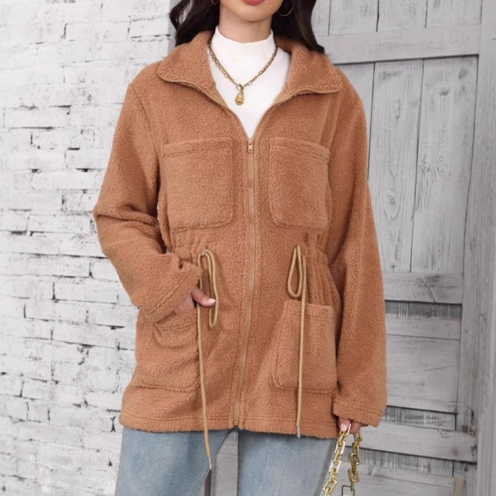 Damen Fleecejacke mit verstellbarem Bund und praktischen Taschen Drune