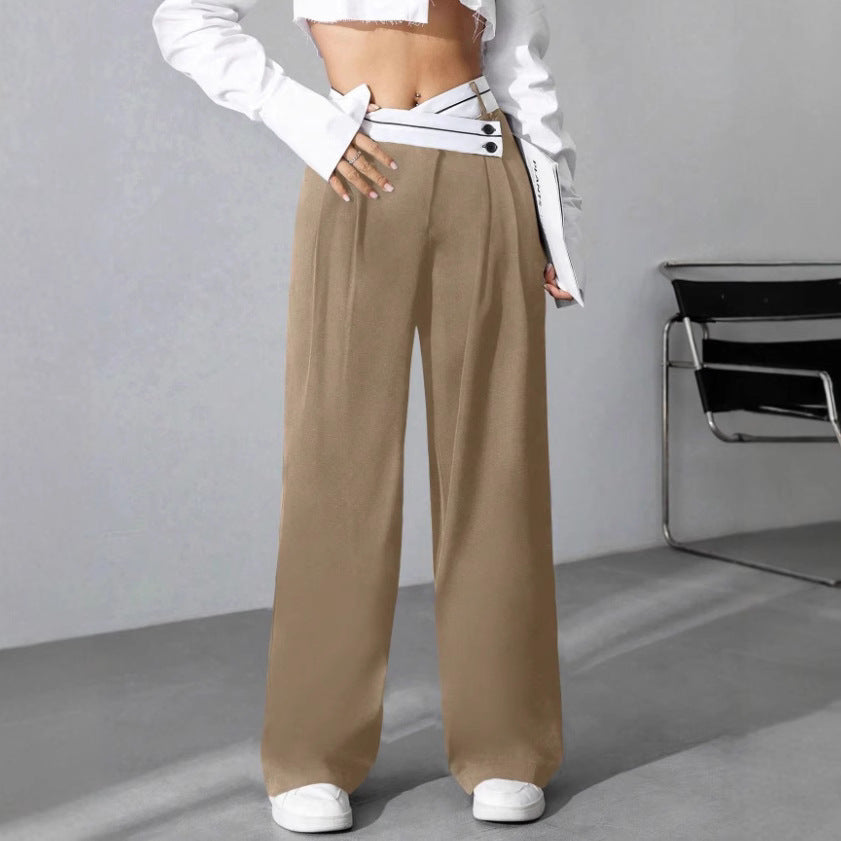 Damen Modische Palazzo-Hose mit asymmetrischem Bund Drune