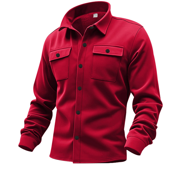 Herren nan Twill-Overshirt mit Hemdkragen, aufgesetzten Brustklappen und geradem Saum Drune