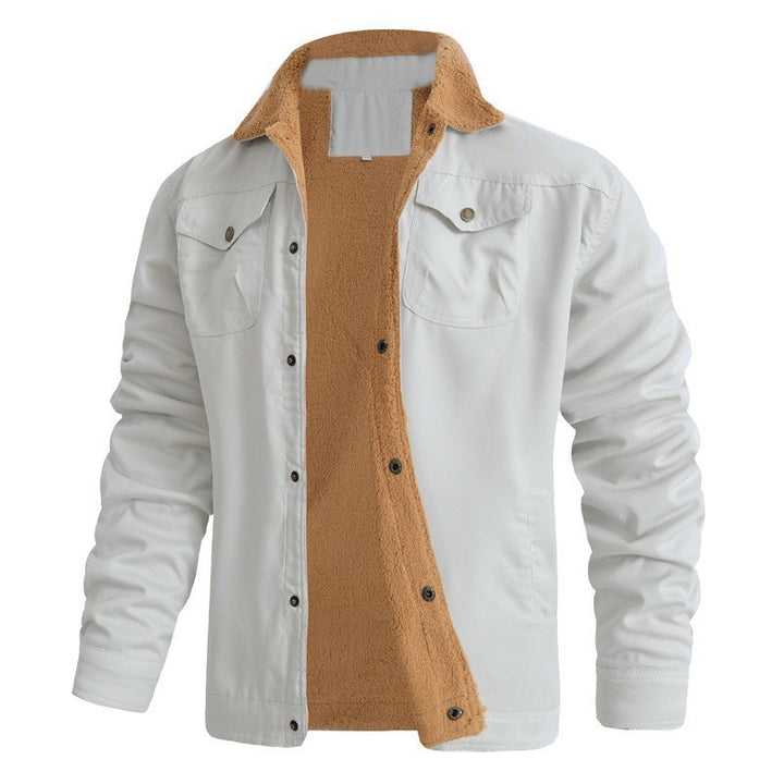 Herren nan gefütterte Canvasjacke mit Teddyfell-Innenfutter und Hemdkragen Drune