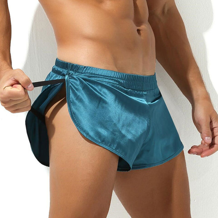 Herren nan kurze Satin-Schlafshorts mit elastischem Bund und seitlichem Schlitz Drune
