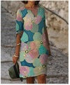 Damen Elegantes Kleid mit floralem Jacquard-Muster und V-Ausschnitt Drune