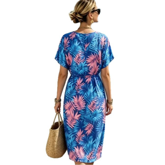 Damen Strandkleid mit elastischem Taillenbund Drune