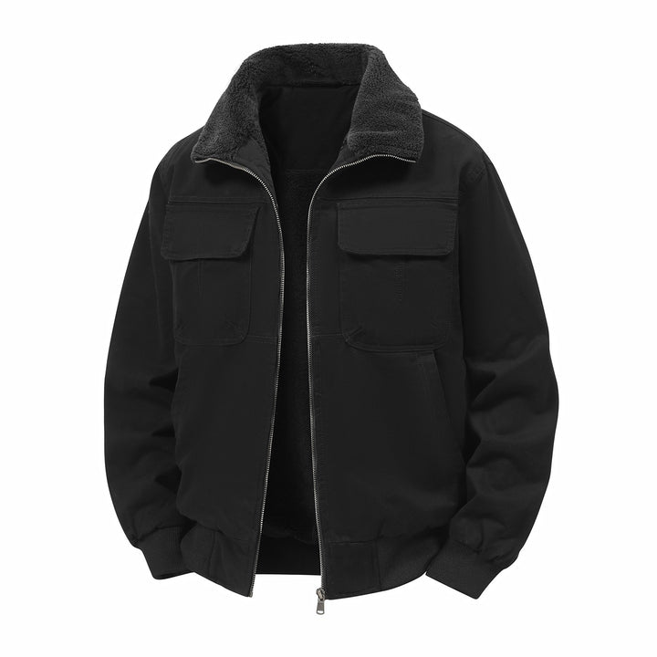 Herren Thermo-Bomberjacke im Fieldstil mit Teddykragen, aufgesetzten Brusttaschen & Reißverschluss Drune