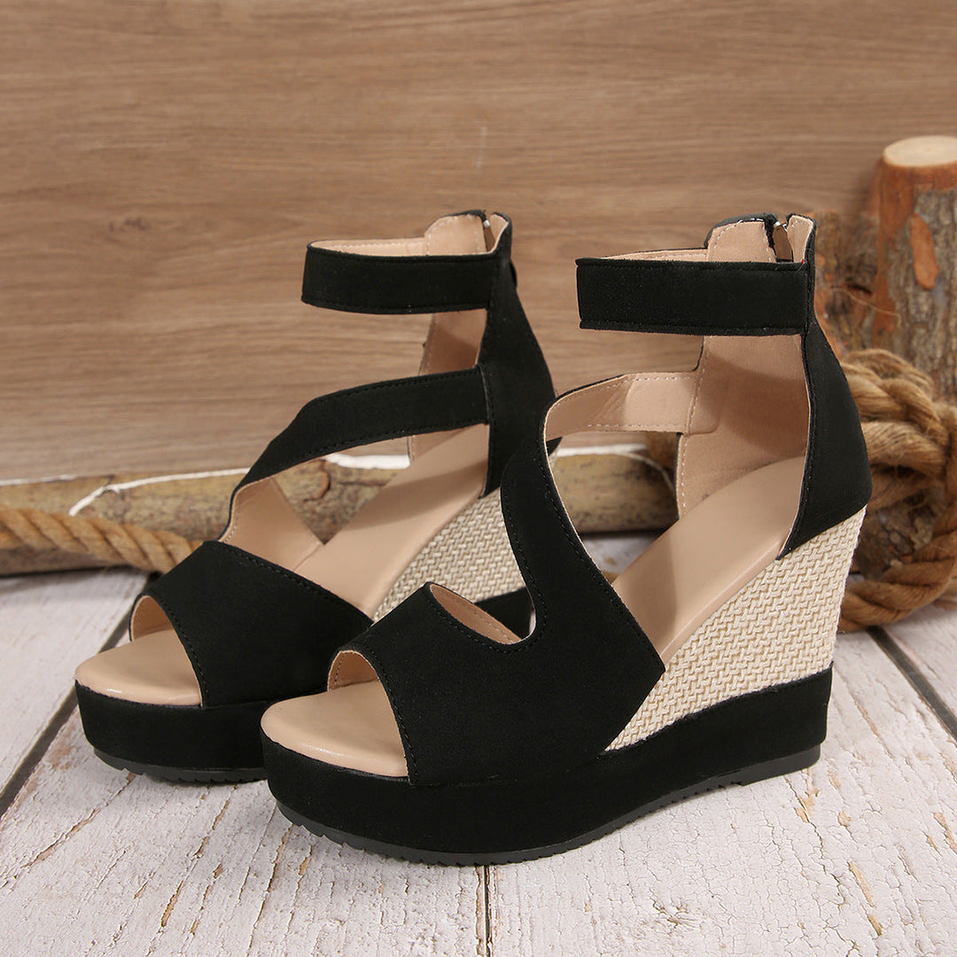 Damen Keil-Sandalen mit atmungsaktiven Riemen und rutschfester Sohle Drune