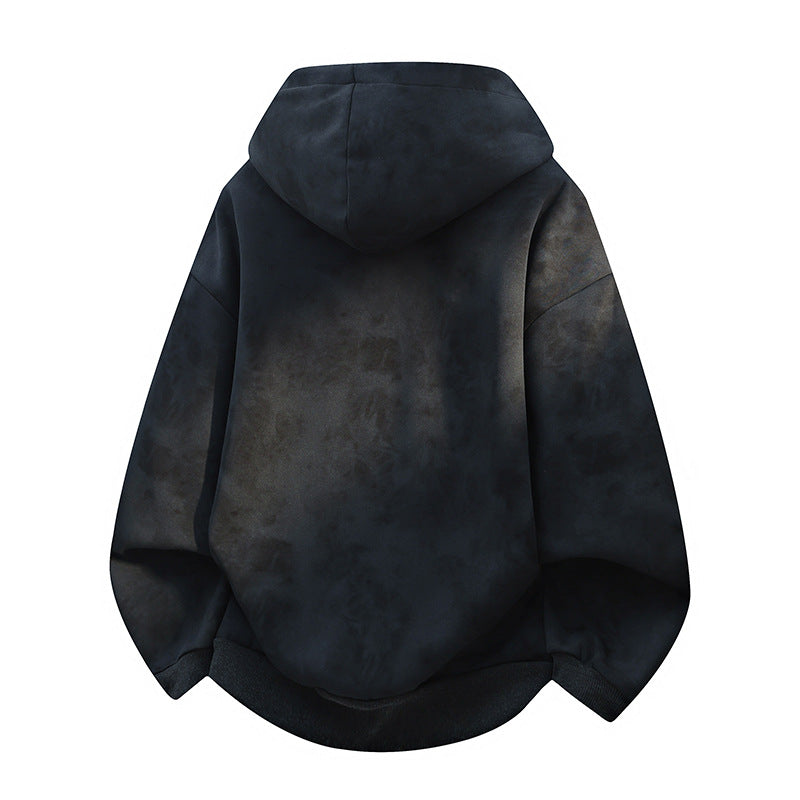 Unisex oversized Kapuzenpullover im Stonewashed-Look mit Kängurutasche, Metallnieten und geripptem Saum Drune