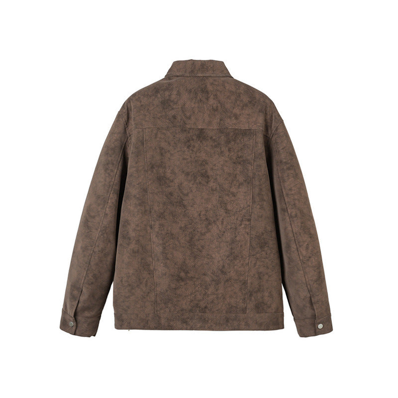 Herren Kurzjacke aus Velourslederimitat mit Metall-Knebelverschlüssen Drune