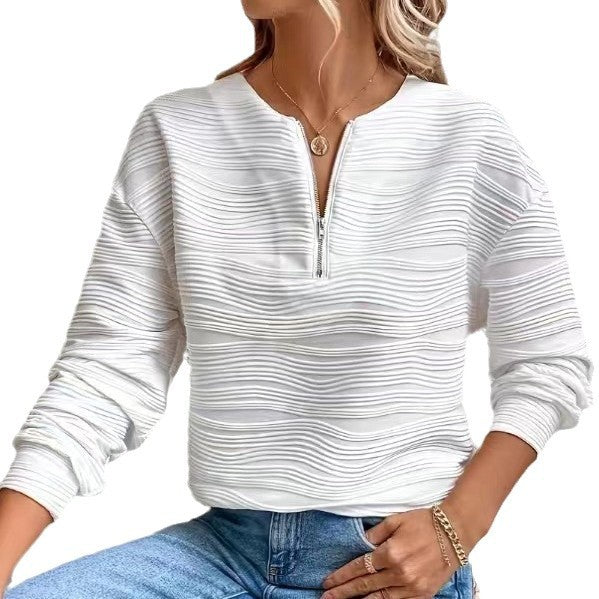 Damen Moderner Sweatshirt mit Halbreißverschluss und strukturiertem Design Drune