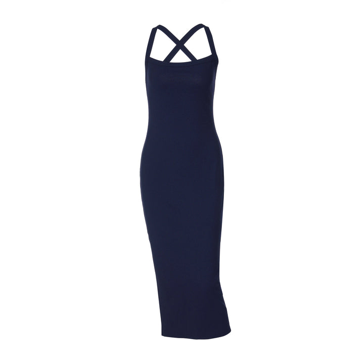 Damen figurbetontes Maxikleid mit raffinierter Schulterpartie Drune