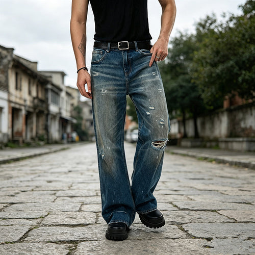 Herren Weite, Ripped Jeans Drune