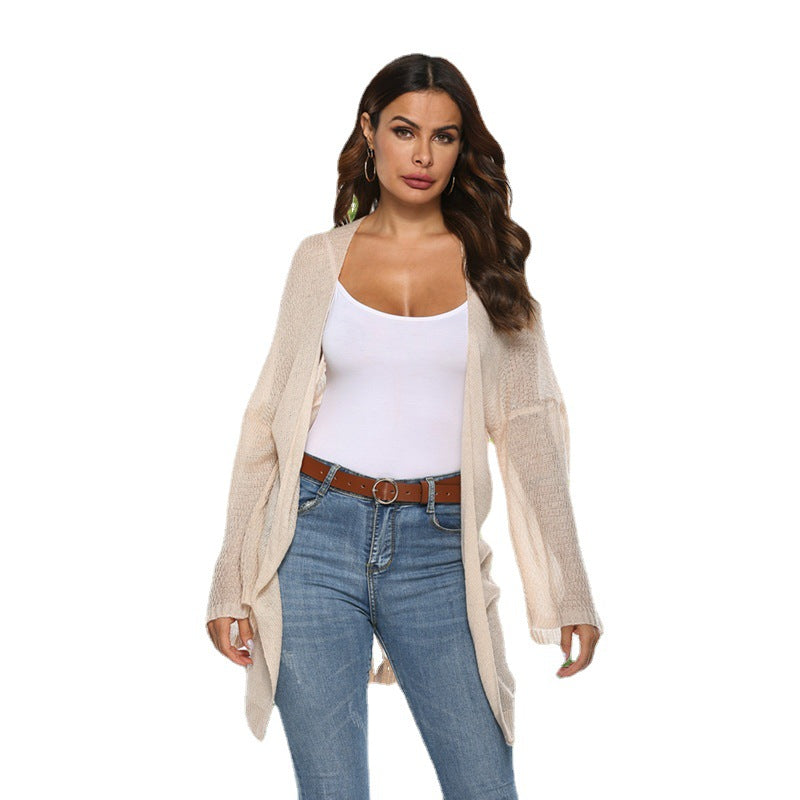 Damen Langer Strickcardigan mit weitem Schnitt und offenem Design Drune