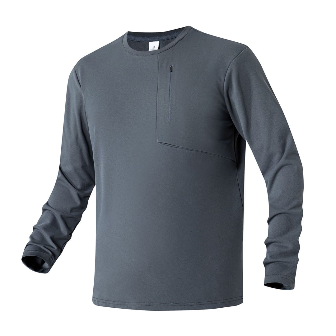 Herren Atmungsaktives Performance-Langarmshirt mit Brustreißverschlusstasche und ergonomischen Nähten Drune