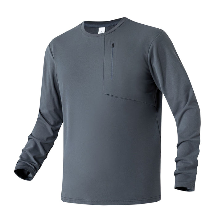 Herren Atmungsaktives Performance-Langarmshirt mit Brustreißverschlusstasche und ergonomischen Nähten Drune